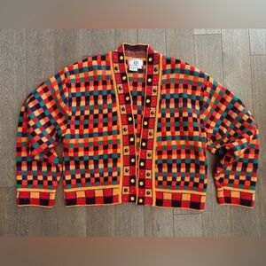 Vintage patterned open sweater size large‎